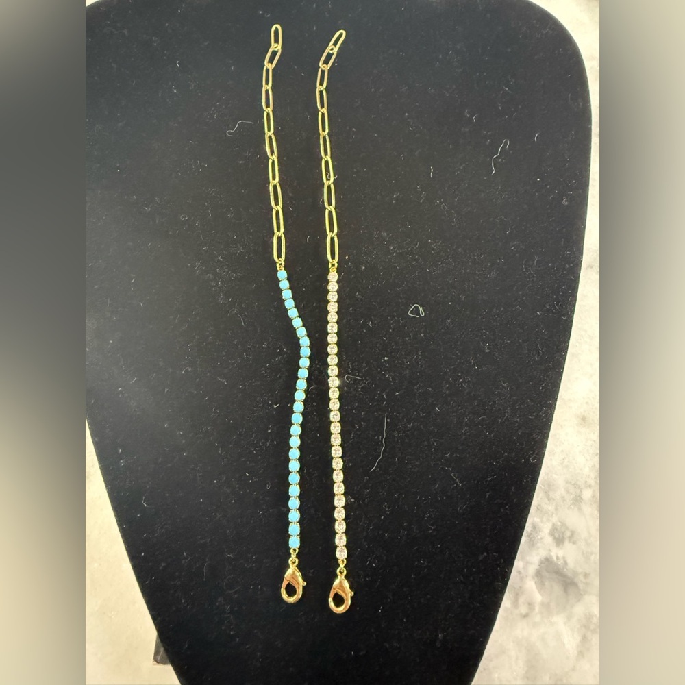 Daniela Swaebe Set of 2 Half Tennis & Clip Chain Bracelets.